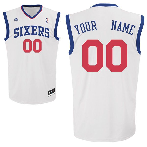 Men Adidas Philadelphia 76ers Custom Replica Home White NBA Jersey